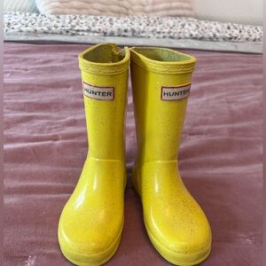 Discontinued kids Hunter Bright Yellow sparkle Waterproof Boots